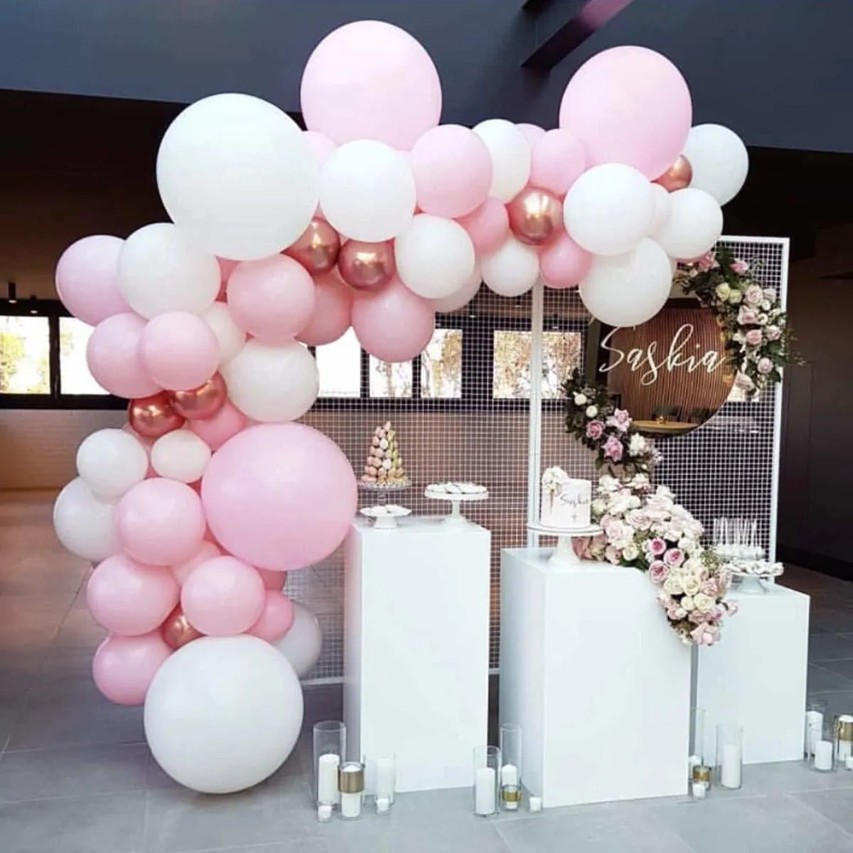 101 DIY Balloons Garland Arch Kit Rose Gold Pink White Balloon för baby shower Bruddusch bröllop födelsedagsfest dekorationer T2302S