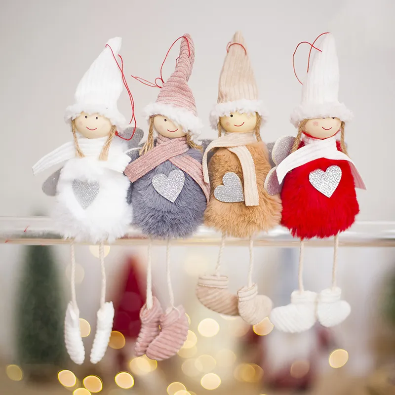 Dekoracje świąteczne wisiorka świąteczne świąteczne anielskie pluszowe lalka Dekoracja choinki wisior dzieci zabawki hurtowe