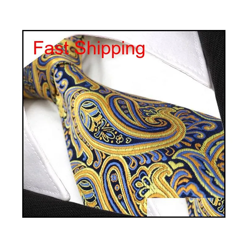 u13 paisley orange blue navy mens necktie ties 100% silk jacquard woven