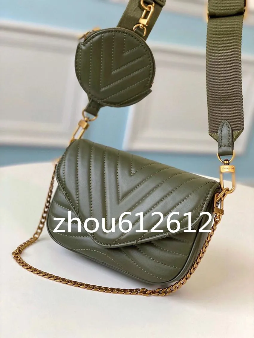 M56461 M5646 M53936 NEW WAVE crossbody bag women Chain strap combination Round Coin Purse real calf leather mini wallet cross body shoulder bag