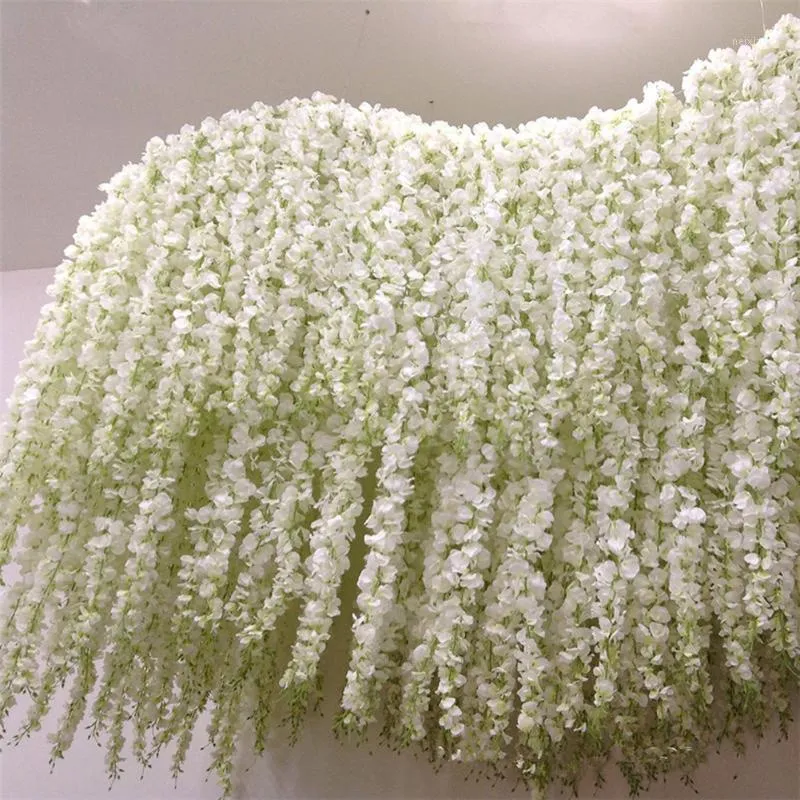 Dekoratif Çiçek Çelenkleri 1pc 120cm uzunluğunda yapay wisteria çiçek asma ortanca rattan diy düğün doğum günü partisi dekorasyon duvarı arka
