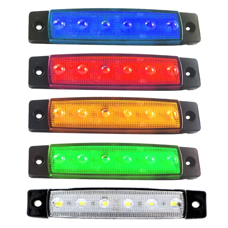 10pcs 12V 24V 6 LED 측면 마커 조명 자동차 전구 트럭 트레일러에 대 한 신호 클리어런스 램프 측면 조명