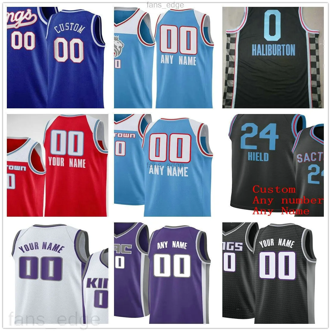 Stampato personalizzato Davi Mitchell Neemias Queta Deaaron 5 Fox Buddy 24 Hield Tyrese 0 Haliburton Marvin 35 Bagley III Harrison 40 Barnes Men Woman Kids Basketball Jersey