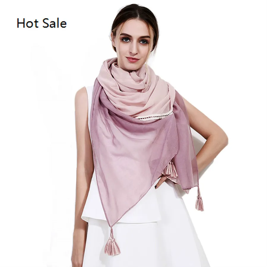 Sciarpa da donna nuova primavera estate Sciarpe sottili di moda Scialli e stole Foulard in cotone da donna Stole Hijab di colore puro