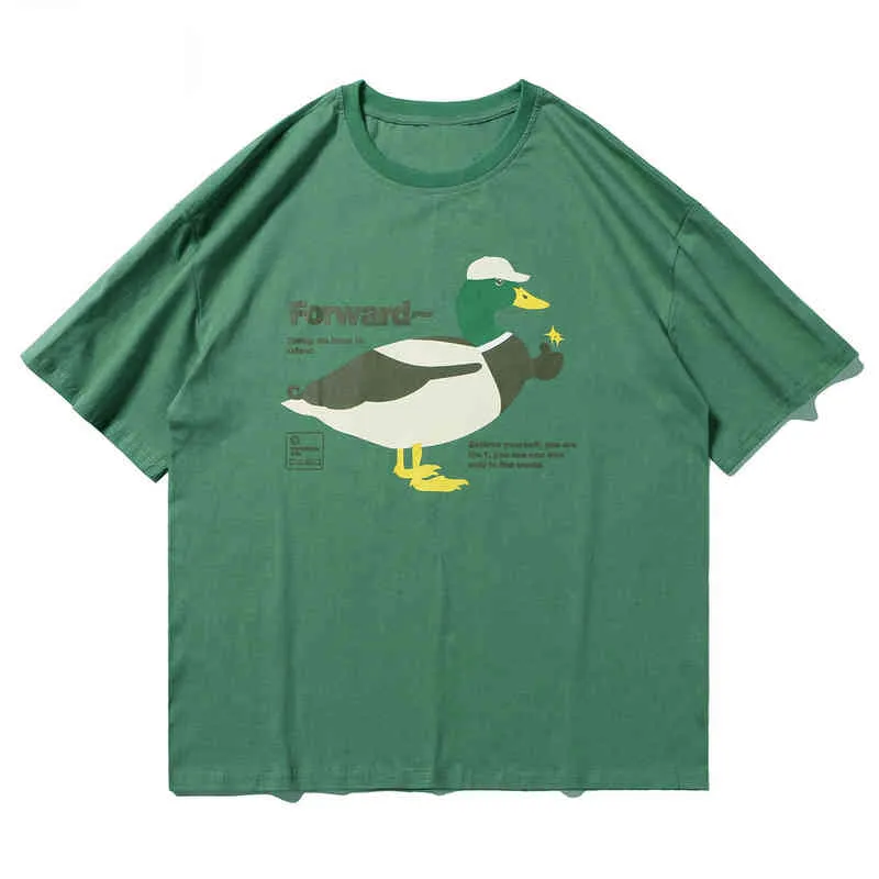 LACIBLE Fashion Duck Print T Shirt Men Hip Hop Harajuku Cotton T-shirts 2021 Summer Fashion Streetwear Casual Short Sleeve G1229