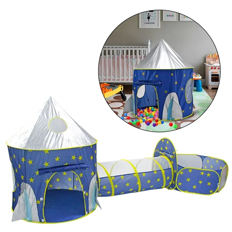 Tragbare 3 in 1 Raumschiff Kinder Zelt Baby Wigwam Rakete Schiff Ball Pool Zelt Für Kinder Trockenen Pool Ball box Kinderzimmer Spielzeug LJ200923