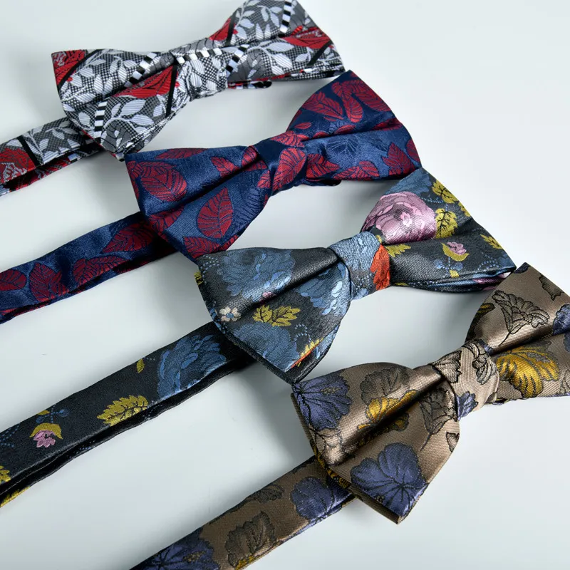 Damat bağları papyon düz kafa erkekler düğün çift tasarım paisley jacquard bowtie