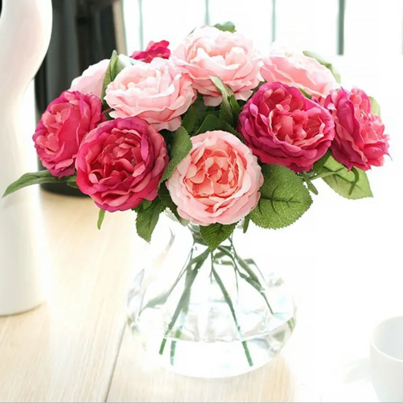 Artificielle Rose Pivoine Soie Fleur Saint Valentin Festival Cadeau Anniversaire De Mariage Maison Bouquet Partie Bureau Table Arrangements Décor YL0233