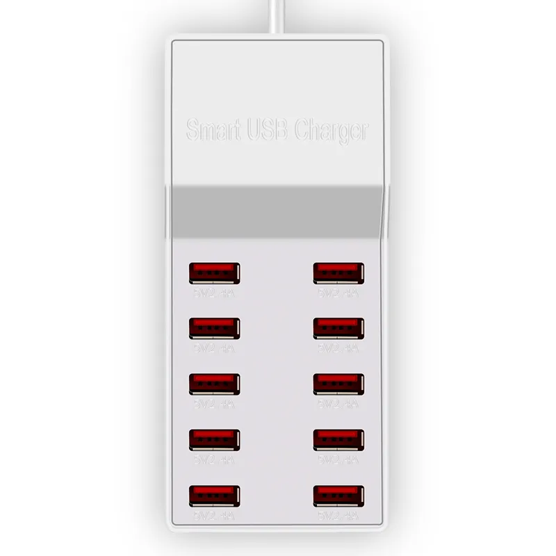 50W 10 portas USB Carregador 5V / 10A Intelligent Rapaz Charging Station para Telefone Samsung Tablet