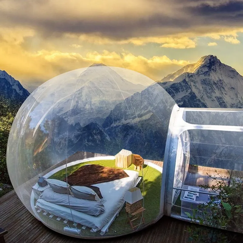 Clair Camping Dôme Gonflable Bubble Lodge Tente Maison 4m Diamètre Livraison Gratuite Prix Usine Pas Cher Ventilateur Gratuit