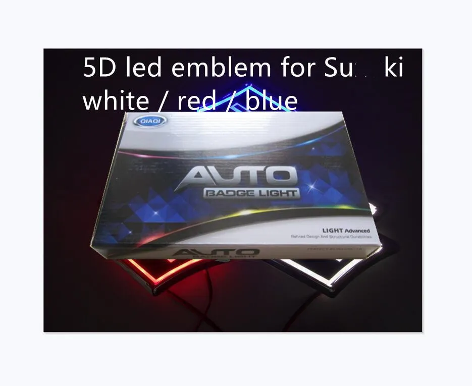 5D bil led emblem märke symboler logotyp bakljus vit röd blå storlek 80x80mm