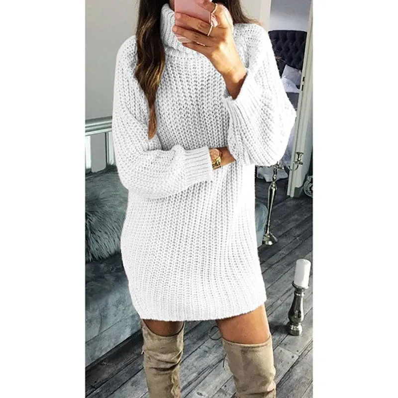 chinese dress ladies Voguable Plus Size Knitted Sweater Dress Women Long Sleeve V Neck Soli   voguable