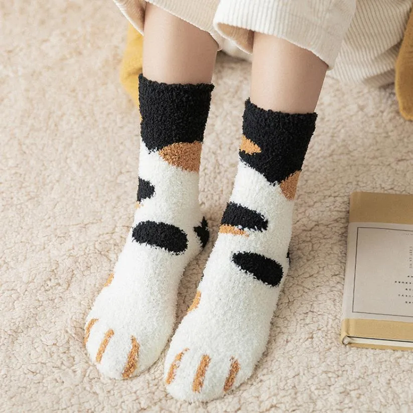 Femmes floue moelleux thermique pantoufle chaussettes dessin animé animaux confortable chaud Super doux filles hiver chaussettes de couchage intérieur maison