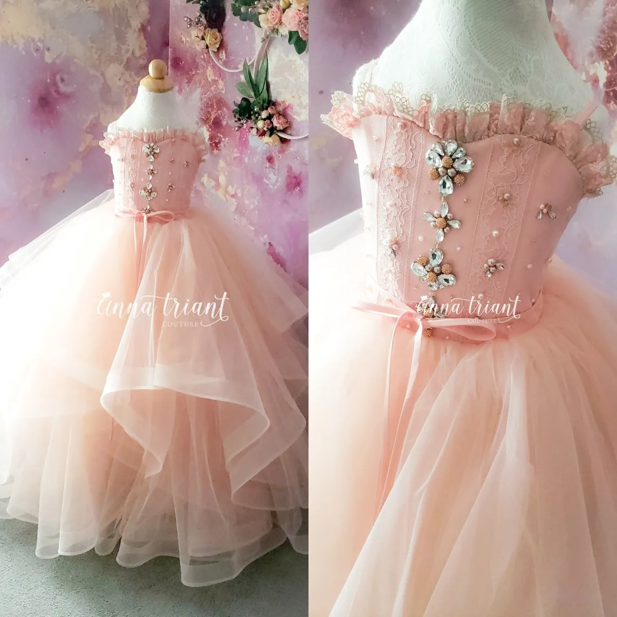 Blush Pink Flower Girl Dress for Wedding Beaded Crystal Lace Baby Birthday  Gown from Dhgate Flower Girls' Dresses - price 99.66
