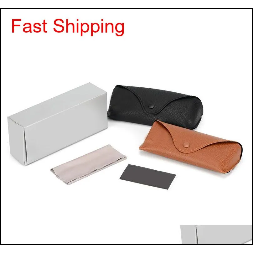 Wholesale Waterproof Sunglasses Box For Sun Glasses Case Black Brown Soft Retro Leather Sunglasses Case Cleaning Cloth Eyewear Glasses Xtma