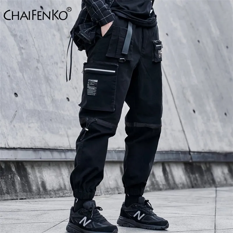 CHAIFENKO Hip Hop Cargo Pants Men Fashion Harajuku Black Harem Pant ...