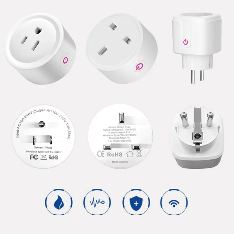 Wi-Fi Smart Wireless Plug Alexa Google Главная ЕС UU Великобритания Адаптер US US в Великобритании Удаленный голос / Приложение Управление энергетическим монитором Выход Таймер Разъем VTKY2052