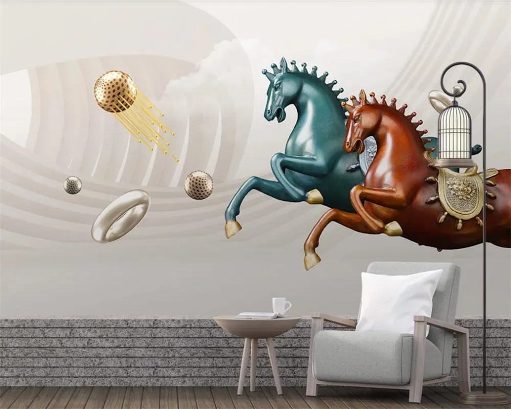 Photo 3d papier peint Mural mode moderne 3D première guerre mondiale célèbre cheval fond décoration murale peinture Animal 3d papier peint
