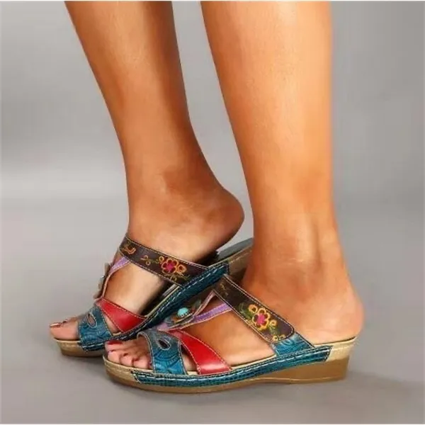 Letnie Kobiety Kapcie Gladiator Kwiat Buty Klinia Platformy Flip Flops Plaża Mules Panie Slides Party Sandals Zapatos de Mujer X1020