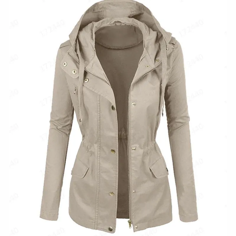 Jacket Women 2020 Plus Size Casual Spring Autumn Hooded Ladies Jackets Fashion Lapel Retro Warm Slim Women Coats Clothes CDR2170