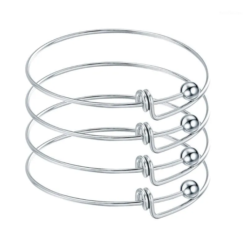 Braccialetti 10 braccialetti in filo metallico espandibile regolabile in bianco in acciaio inossidabile per gioielli con ciondoli fai da te1