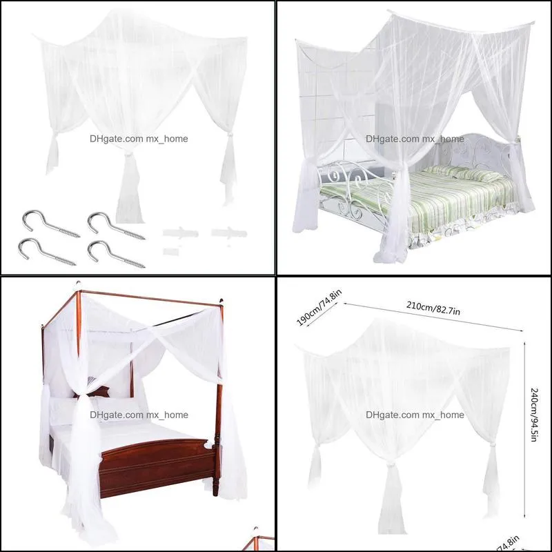 190X210X240cm European Style 4 Corner Post Bed Canopy Mosquito Net Full Netting Bedding Bedroom Decoration