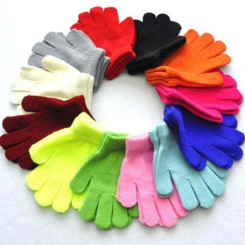 Kinderen Winter Kersthandschoenen Candy Color Boy Girl Acryl Handschoen Kid Gebreide vinger stretch Mitten Student Outdoor Glove Gift FY7325