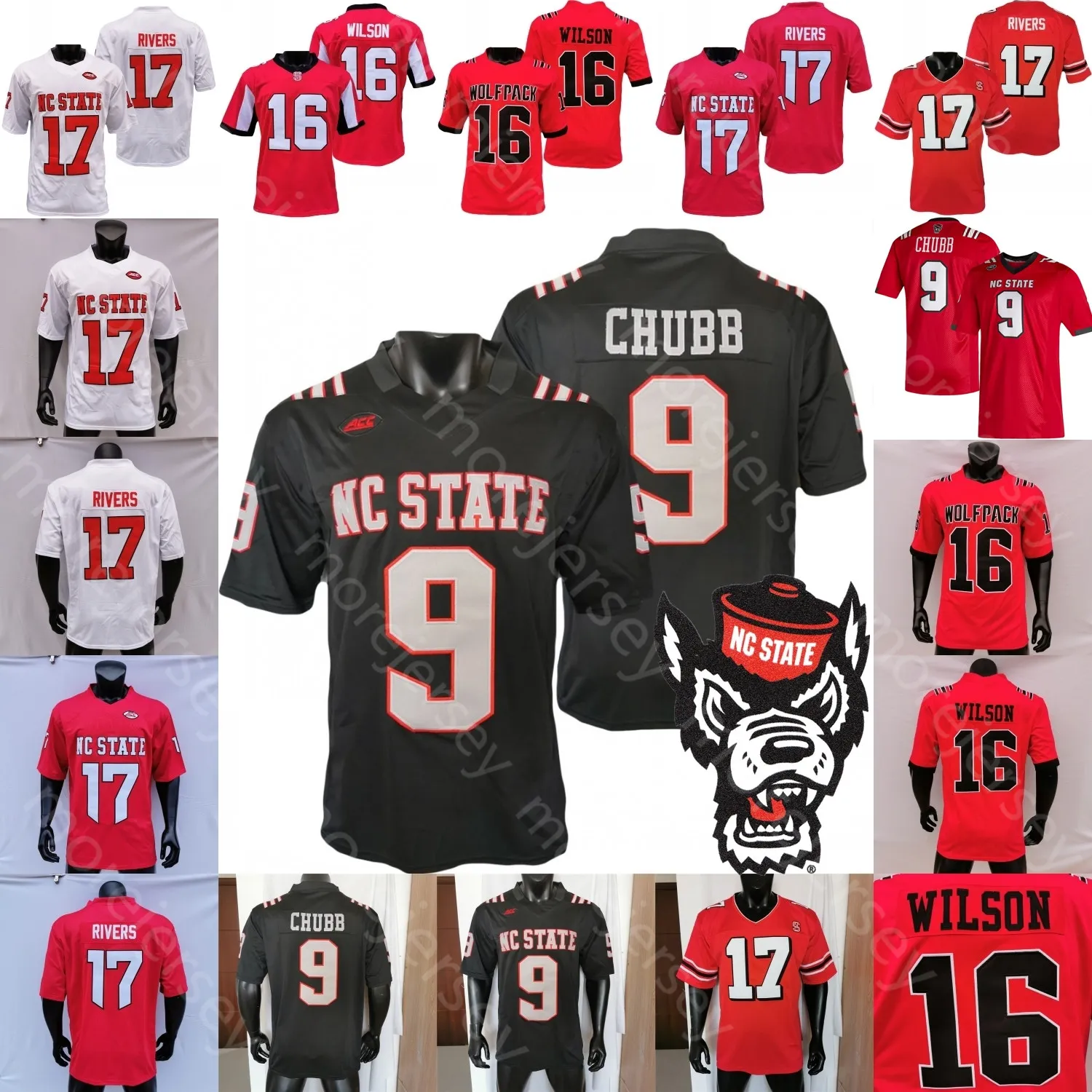 NC State North Carolina Wolfpack NCAA College voetbaljersey Philip Rivers Russel Wilson Devin Leary Pitts Jr. Demie Sumo-Karngbaye Thomas Chubb Jones Torry Holt