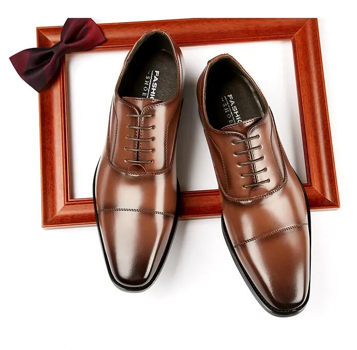 Chaussures formelles en cuir véritable pour hommes, fabriquées à la main à Triple Joint, Oxford, chaussures habillées italiennes sculptées pour hommes d'affaires DA38