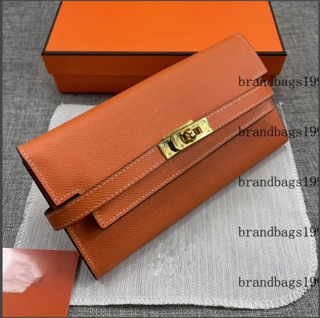 Espom Long Wallets Whole Leather Card holders With Gold Hardware Purse Bags fashion Cowskin Genuine leather wallet For lady woman