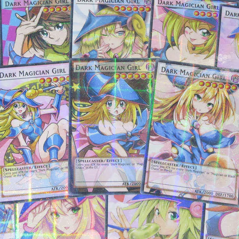 12pcs/set Yugioh Black Magician Girl Fullart Shiny Cards BMG DMG Holographic Foil Proxy Cards Glossy Game Paper Cards Collection G220311