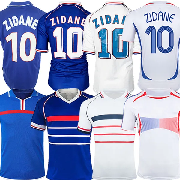 Retro 1998 2018 wereldbeker kampioenen VINTAGE ZIDANE HENRY MAILLOT DE FOOT TREZEGUET voetbalshirts DJORKAEFF finale 2000 2006 voetbalshirts