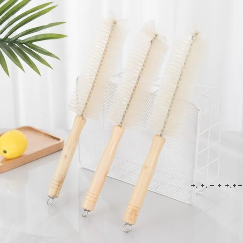 Japanese Style Wooden Long Handle Beech Cup Cleaning Brushes Bottle Brush Kitchen Supplies Household Tool LLE13186