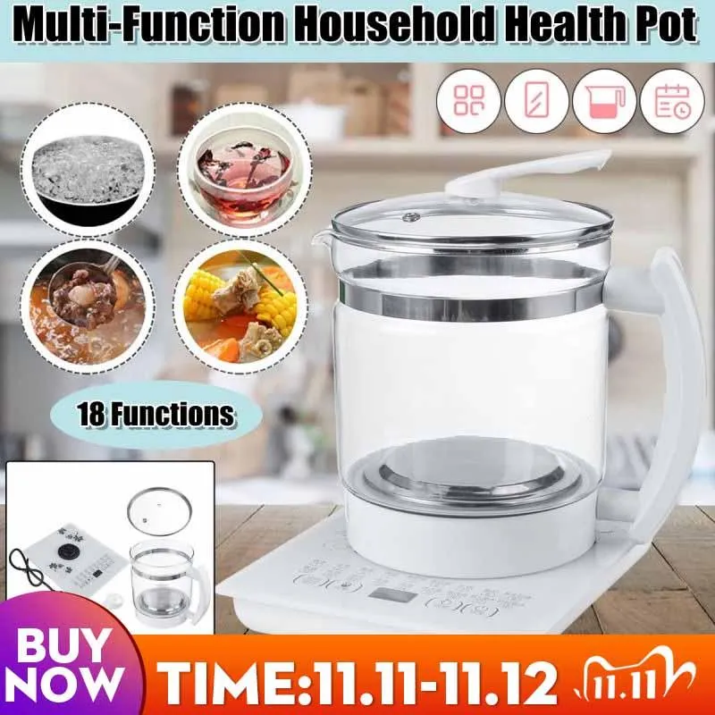 Electric Kettles 1.8L Multifunctional Glass Kettle Healthy Heater Cooker Water Boiling Porridge Soup Stewing Heat Insulation