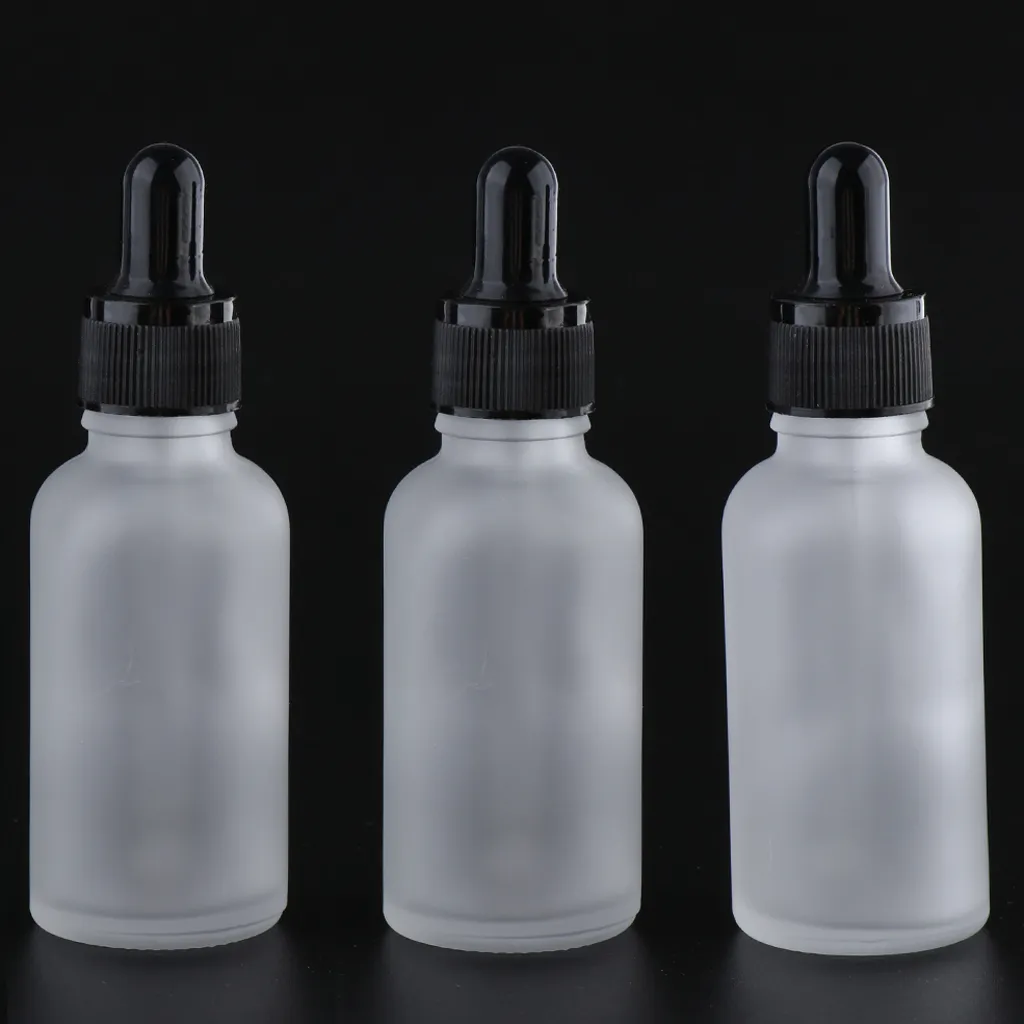 Pack Of 3pcs Eye Dropper Bottles 30ml/1oz, Empty White Frosted Glass Bottles Vials With Plastic Pipette, Leak-proof