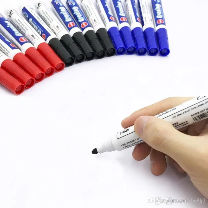 Erasable preto preto vermelho branco penas de escritório ponto de escola 0.1inch liso escrita penas de escrita escrita apagável marcadores caneta DH1326 T03