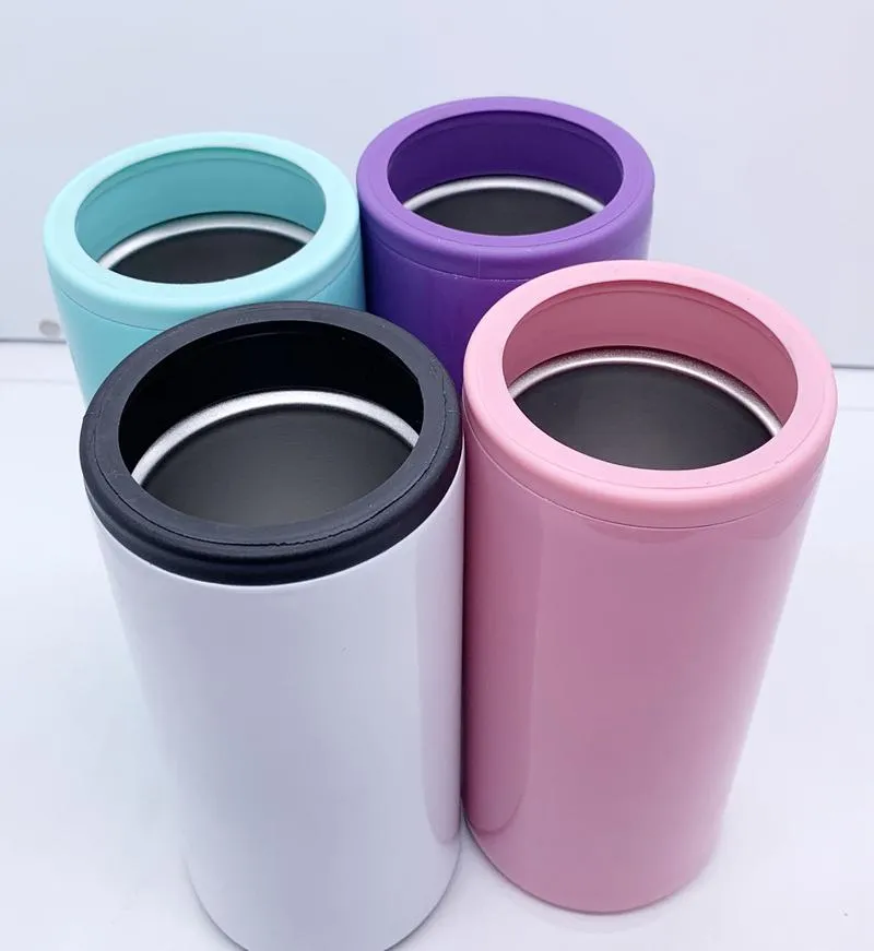 DIY Heat Sublimation Can Cooler Mugs 12oz Slim StraightCan Insulator Blank Skinny Double Wall Stainless Steel VacuumCoolerDIY LLS103-WLL