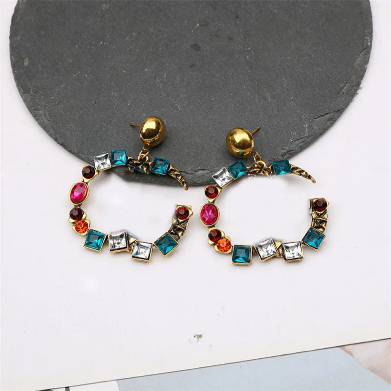 Trendy Designer Colorful Earrings Creative Letters Earrings Women Diamond Charm Studs Exaggerated Earrings Jewelry Accessories Wholesale