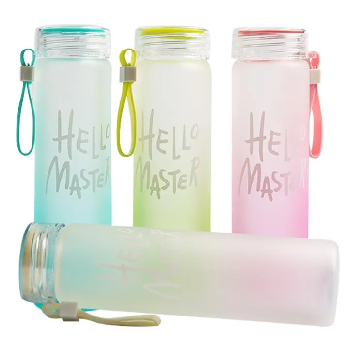 Sublimation Water Bottle 500ml Frosted Glass Water Bottles gradient Blank Tumbler Drink ware Cups SN3382