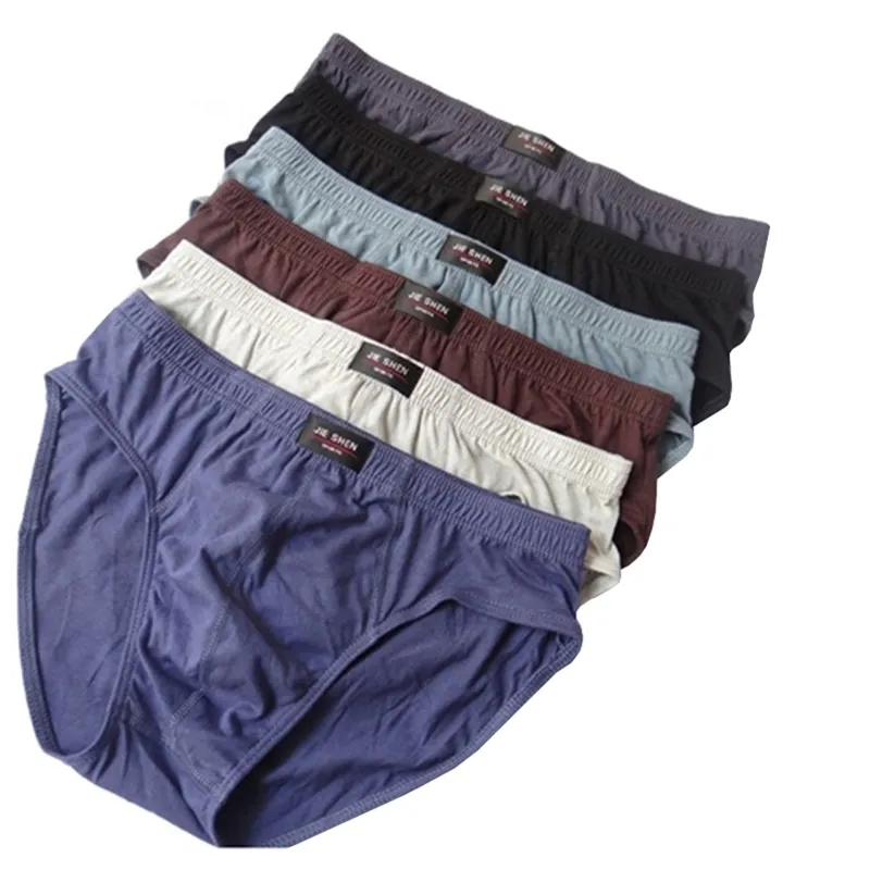 4 Teile/los Günstigste 100% Baumwolle Herren Slips Plus Größe Männer Unterwäsche Höschen M-5XL Männer Atmungsaktive Höschen Mann Bikini Unterwäsche 201112