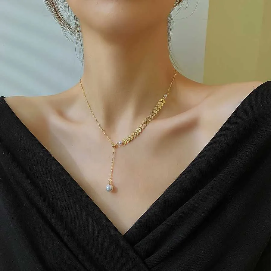 Collier avec pendentif en chaîne de saule féerique pour femmes, Simple, célébrité d'internet, célèbre ras du cou, bijoux 257p