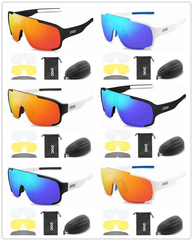New Top quality POC 4 Lens Eyewear Cycling Glasses Bike Sport Sunglasses  Men Women Mountain Bicycle Cycle lentes de sol para