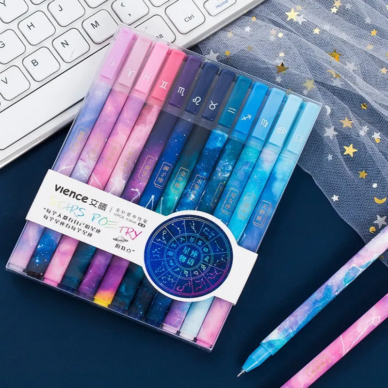 Wholesale Starry Black Constellation Erasable Gel Pens Set 12 Novelty 0.5mm  Pens For Students, Office, And School Supplies From Esw_home, $3.19