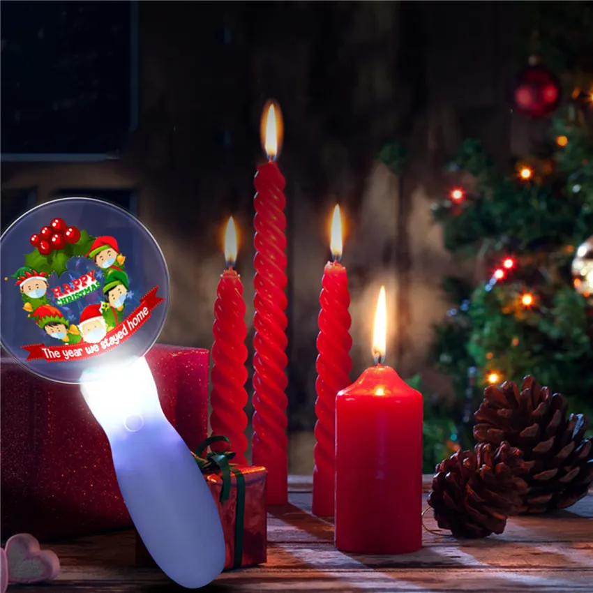 Jul ficklampa Santa Claus Night Lights Sticks Glöd Led Xmas Musik Projektor Lampa Novelty Gåvor Toy Light for Festival Decor F112106