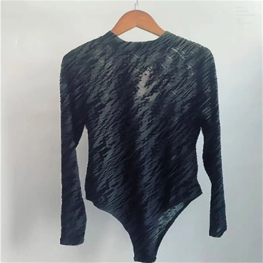 Long Sleeve Mesh One Piece Swimsuit Bodysuit Female Bathers Print