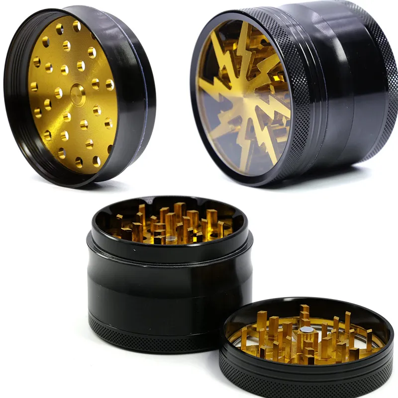 6,3 cm de diámetro Otros accesorios para fumar 4 capas Golden Zinc Aooly Machine Grinder Bongs de vidrio Accesorios Fifter