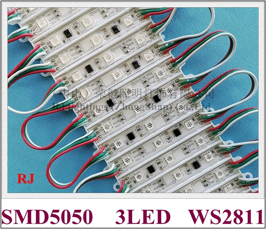 WS2811 RGB LED module SMD 5050 LED rétroéclairage rétro-éclairage pour signe SMD5050 DC12V 3 led 0.72W WS 2811 IP66 étanche CE ROHS