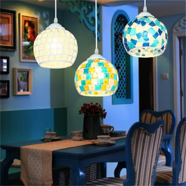 Mediterranean Style LED Chandelier For Restaurants Cafes And Bars Retro Mosaic Stained Glass Pendant Light In A Colorful Design From Topmeed 30.26 DHgate.Com