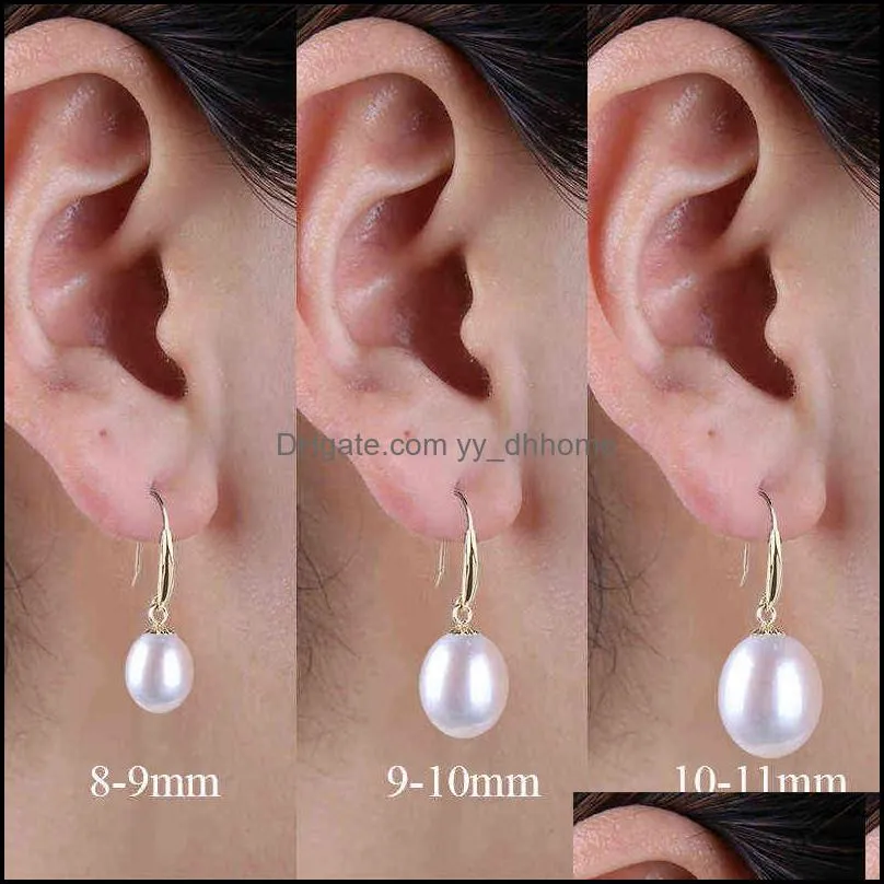 XF800 18K Gold Earrings Natural  Water Au750 Pearl Drop Earrings Fine Jewlery Wedding Party Gift For Women Girl E235 220121