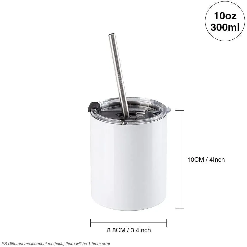 PYD Life 20oz Straight Stainless Steel Tumblers - 4 Pack White Sublimation Tumblers With Lids & Straws
